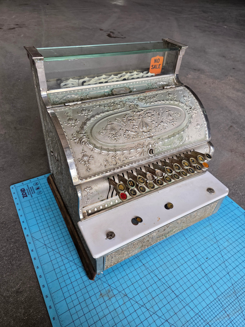 Antique National Cash Register – Model 332 Ornate Brass/Metal with Wood Drawer