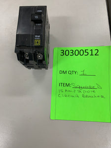 SQUARE D CIRCUIT BREAKER 15 AMP 2 POLE Q0215