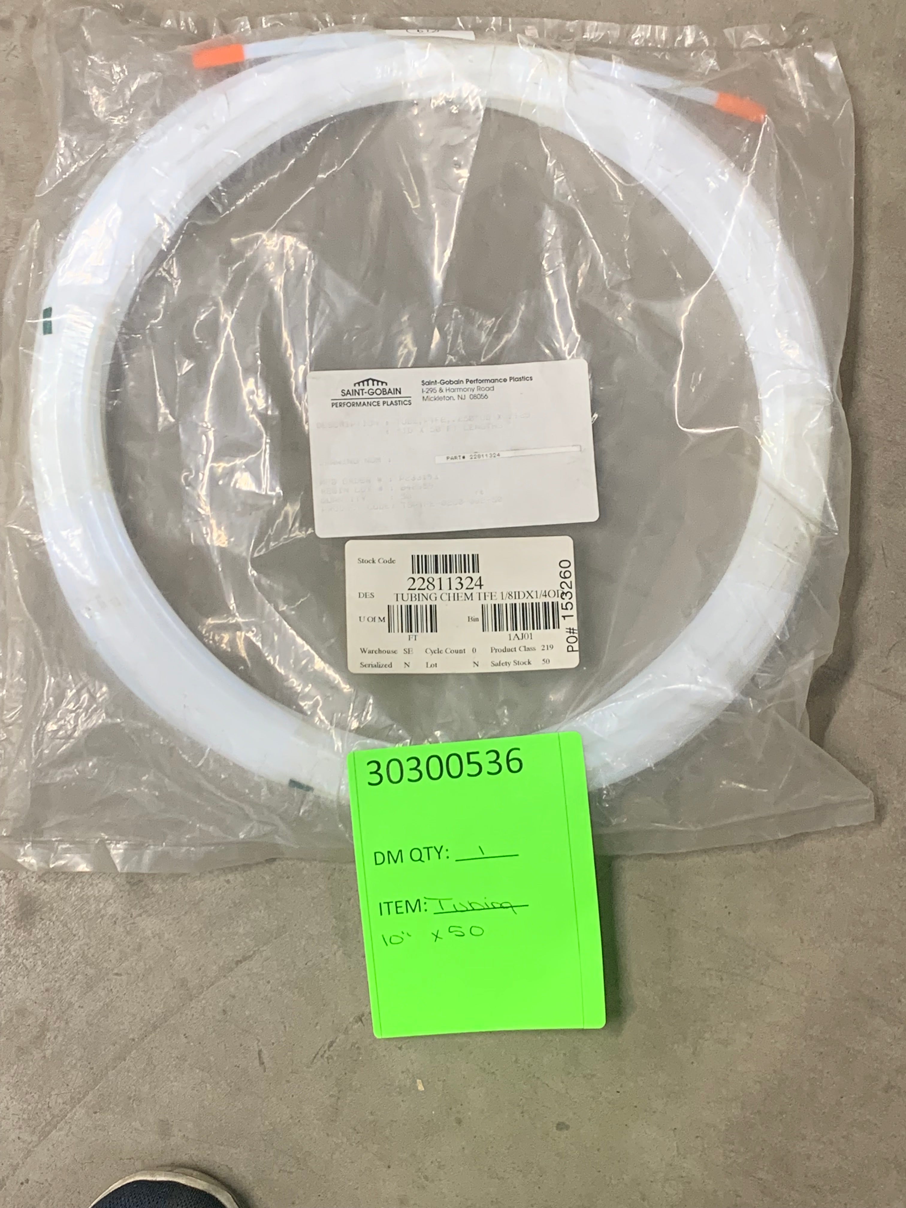 Tubing 10" X 50' Saint Gorbain Chem TFE