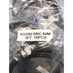 3ft RG59/U BNC Coaxial Cable Black - Lot of 36