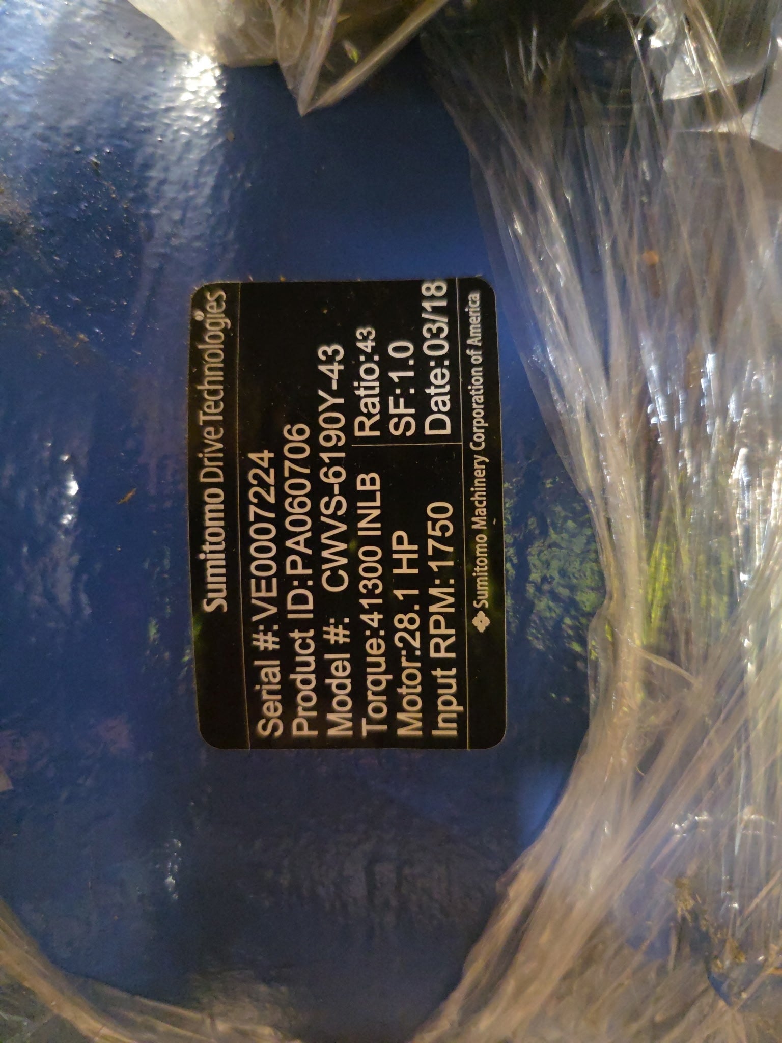 230/460V Motor, Spec #36A02W415, S/N: F491