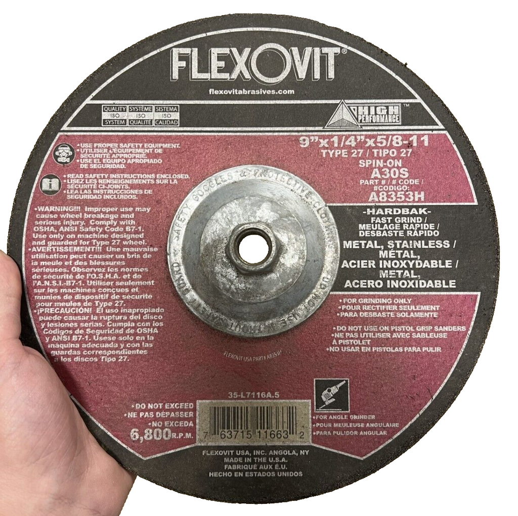 FLEXOVIT Grinding Wheel (9"x1/4"x5/8-11)