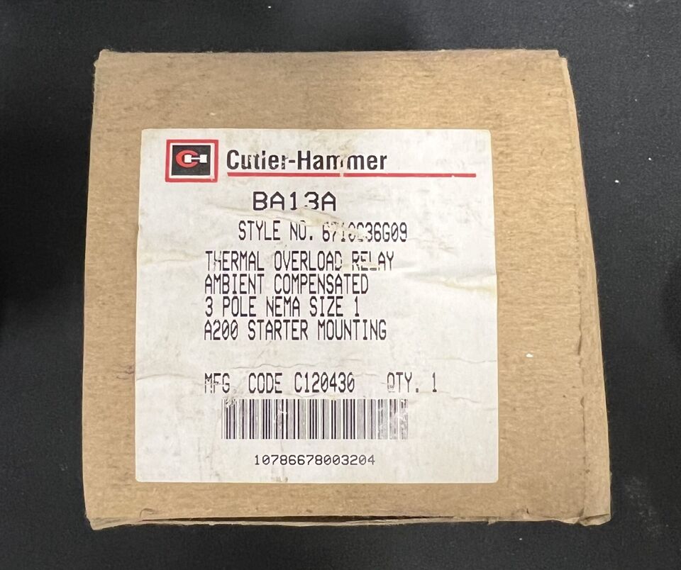 Eaton / Cutler Hammer BA13A Overload Relay