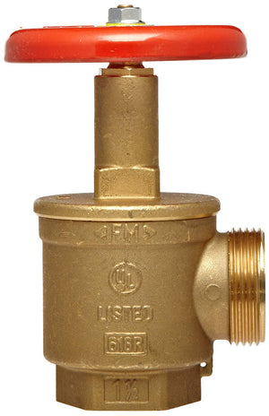 Dixon Forged Brass Global Angle Hose Valve, 1-1/2" NPT Female x 1-1/2" NST Male, 300 psi Pressure (AV151)