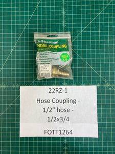 Hose Coupling - 1/2" hose - 1/2x3/4