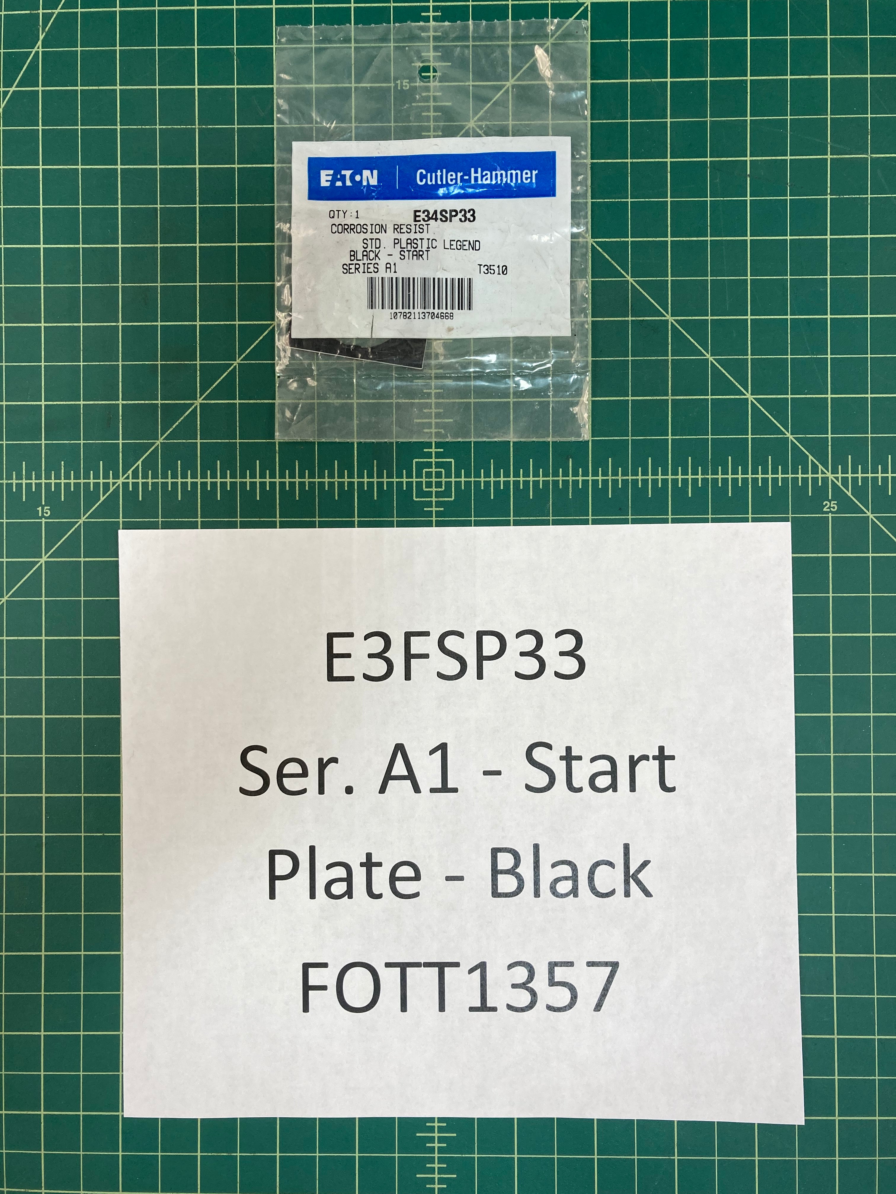 EATON CUTLER HAMMER E34SP34 BLACK PLASTIC LEGEND PLATE "START"