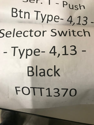 Selector Switch - Type- 4,13 -Black
