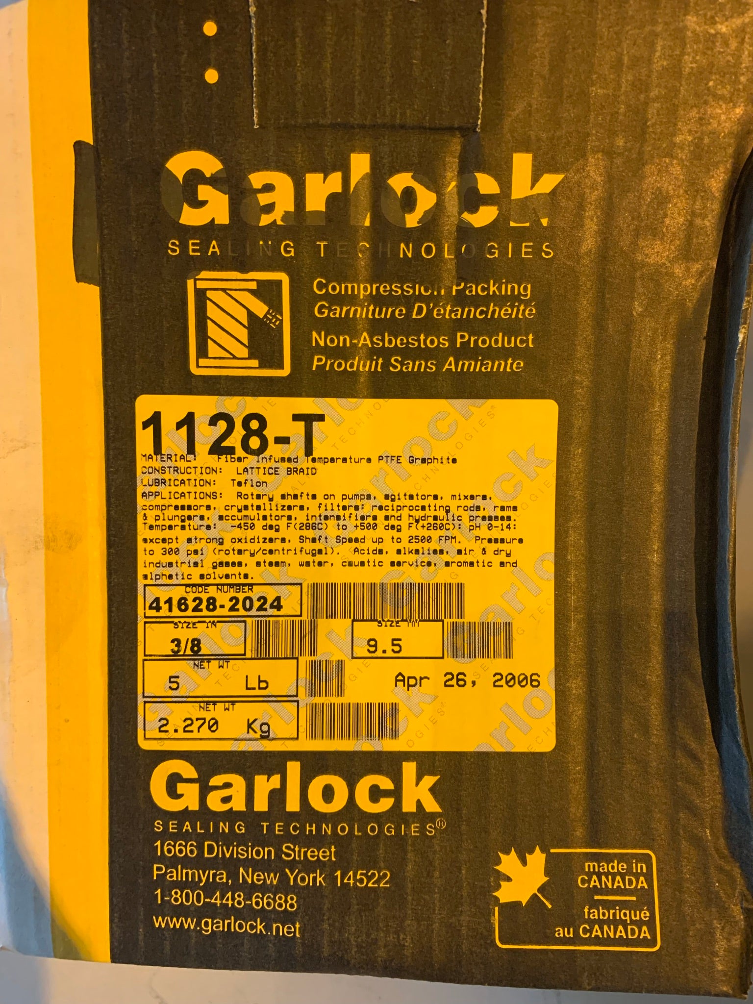 Garlock Sealing Technologies 1128-T 3/8