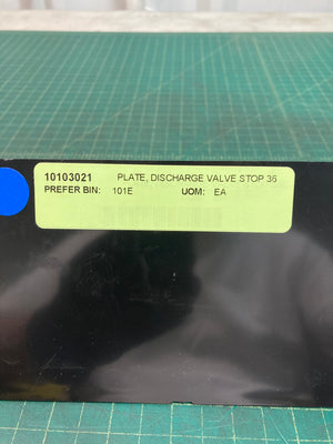 Plate, Discharge Valve stop #36C6; IR Soot blow comp 1 & 2