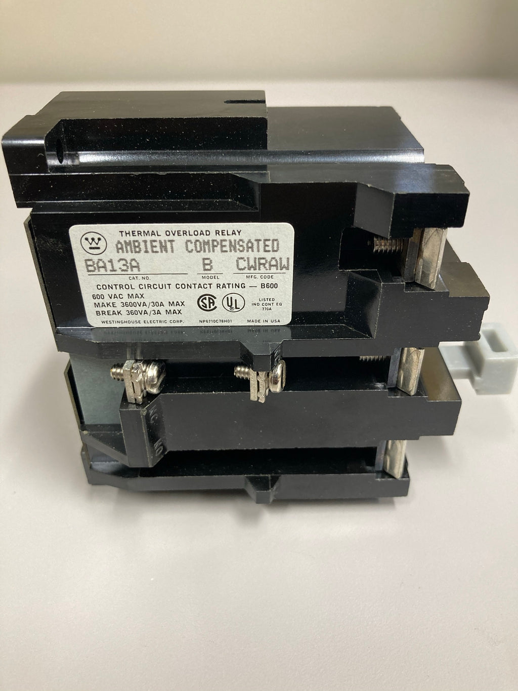 Westinghouse BA13A Model B Thermal Overload Relay