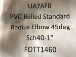 PVC Belled Standard Radius Elbow 45deg Sch40 - 1"