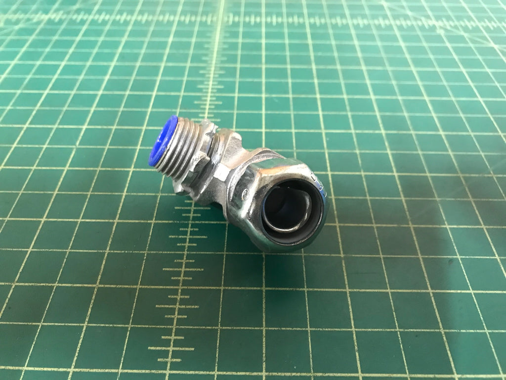 Flexible Conduit Connector - 90-degree 3/8" (Missing Washer)