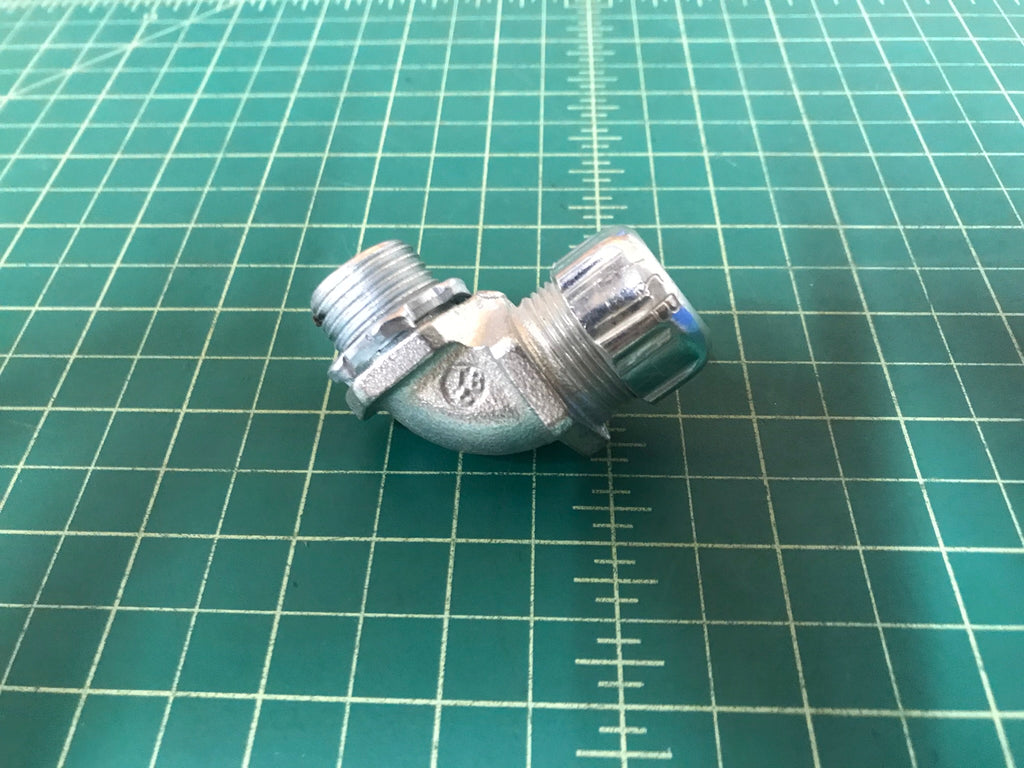 Flexible Conduit Connector - 90 degree 3/8"