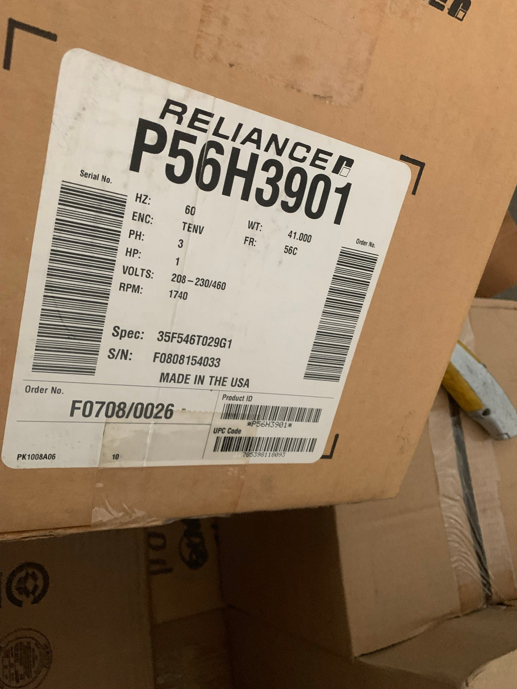 Baldor Reliance Electric P56H3901 Motor