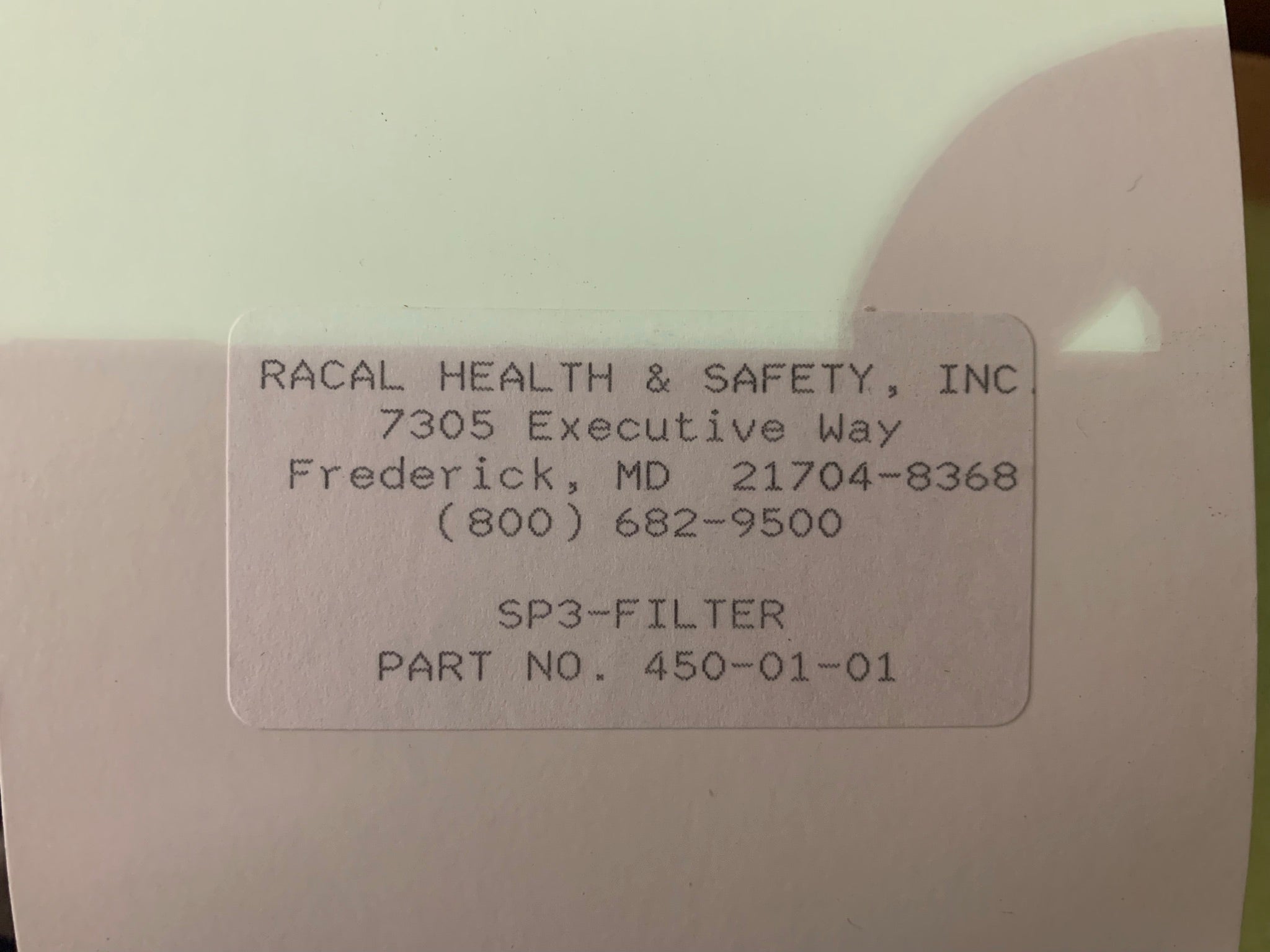 Racal Health And Safety SP3 Fliter 450-01-01