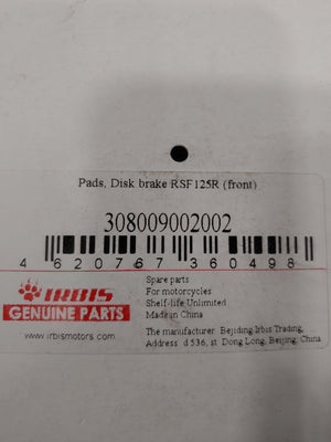 IRBIS PART - PADS, DISK BRAKE RSF125R
