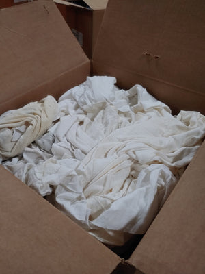 White Cotton Cut Rags, 25 Lb. Box